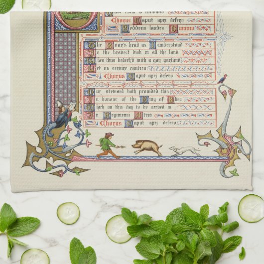 Der Kopf Weihnachtslied Mittelalter Geschirrtuch (Gefaltet)