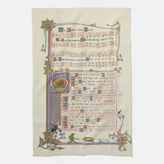 Der Kopf Weihnachtslied Mittelalter Geschirrtuch (Vertikal)