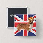 Der Korgi der Königin mit Kronen und der Union Jac Button (Vorne & Hinten)