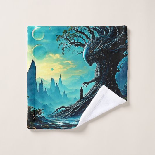 Der kosmische Baum der Fantasie Badhandtuch Set (Waschlappen)