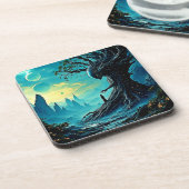 Der kosmische Baum der Fantasie Getränkeuntersetzer (Linke Seite)