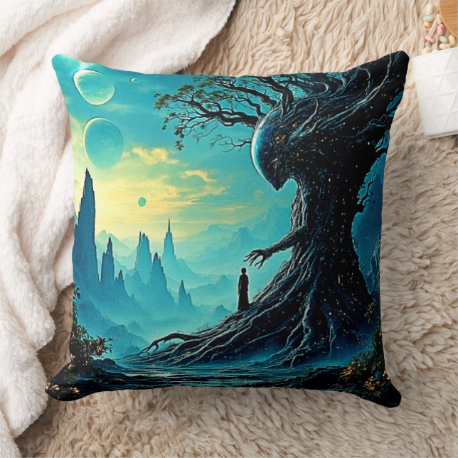 Der kosmische Baum der Fantasie Kissen (Decke)