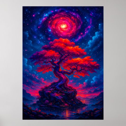 Der kosmische Baum des Lebens unter der Fantasie v Poster (Vorne)
