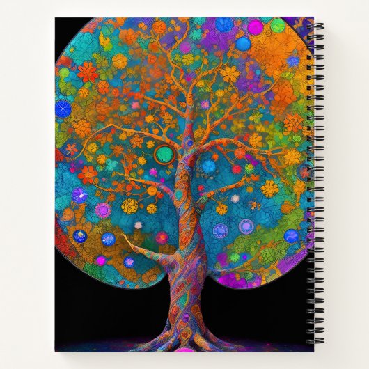 Der kosmische New Age Tree des Lebens Notizblock (Rückseite)