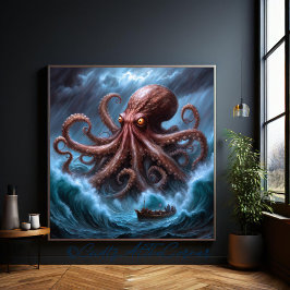 Der Kraken-Monster-Sturmsee Poster