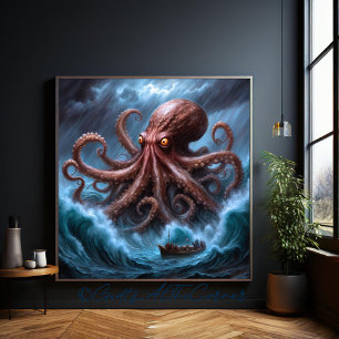 Der Kraken-Monster-Sturmsee Poster