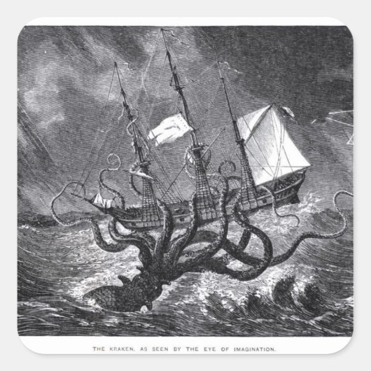 Der Kraken Quadratischer Aufkleber (Vorderseite)
