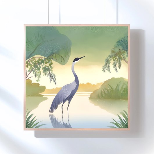 Der Kranich | Wasserfarbe Schöner Vogel Poster