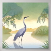 Der Kranich | Wasserfarbe Schöner Vogel Poster (Vorne)
