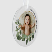 Der Kranz des personalisierten Fotos des Babys zum Ornament (Vorderseite)
