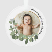 Der Kranz des personalisierten Fotos des Babys zum Ornament (Rückseite)