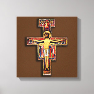 DER KREUZ SAN DAMIANO, DER FRANKISKANISCHE KREUZ. LEINWANDDRUCK