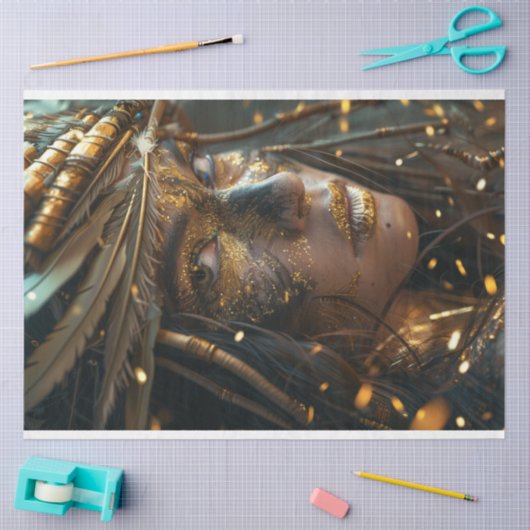 Der Krieg gezeichnet indische Frau Dekoupage Seidenpapier (Basteln)