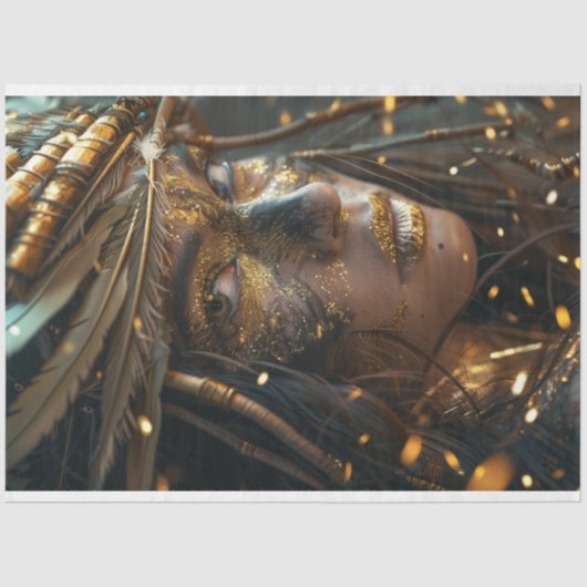 Der Krieg gezeichnet indische Frau Dekoupage Seidenpapier (Vorderseite)