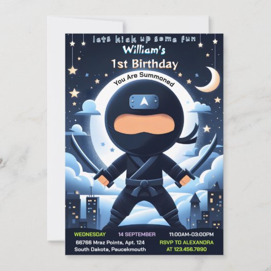 Der Krieg Kampf Junge Moon Ninja Krieger 1. Geburt Einladung (Vorderseite)