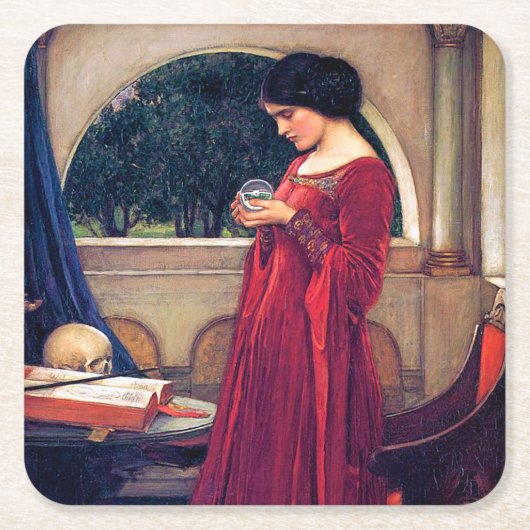 Der Kristallball, John William Waterhouse Rechteckiger Pappuntersetzer (Vorderseite)