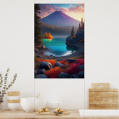 Der Kristallsee, der Wald und der stürmische Vulka Poster (Küche)
