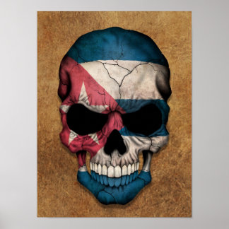 Der kubanische Flaggenschädel ist alt und abgenutz Poster