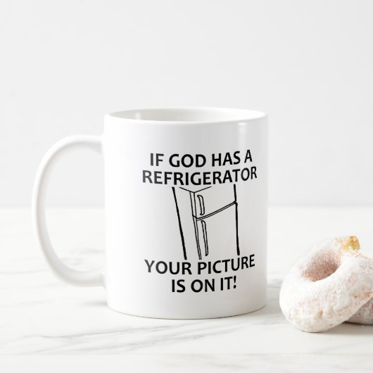 Der Kühlschrank Gottes christlich Kaffeetasse (Mit Donut)