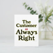 Der Kunde hat immer das richtige Sprichwort Postkarte (Stehend Vorderseite)