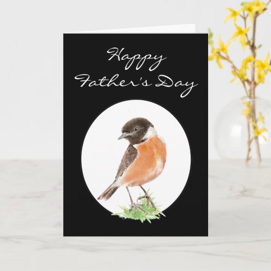 Der kundenspezifische Vatertag Stonechat, Karte (Gelbe Blume)