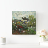 Der Kunstgarten in Argentinien 1873 (Monet) Quadratische Wanduhr (Zuhause)