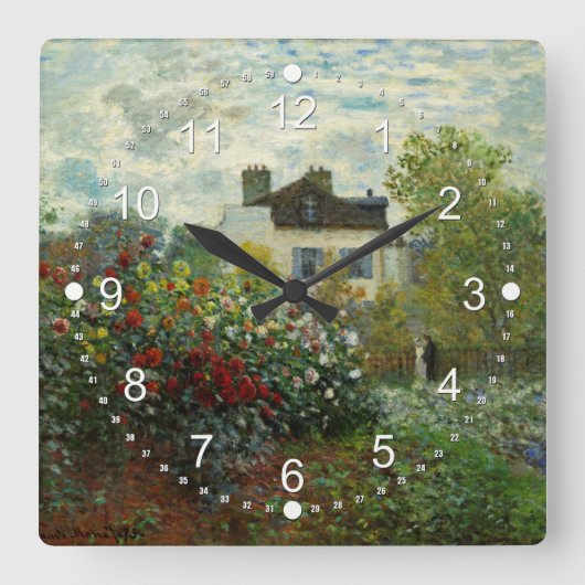 Der Kunstgarten in Argentinien 1873 (Monet) Quadratische Wanduhr (Vorderseite)