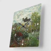 Der Kunstgarten in Argentinien 1873 (Monet) Quadratische Wanduhr (Winkel)