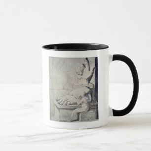 Der Künstler in der Verzweiflung über Größe vo Tasse