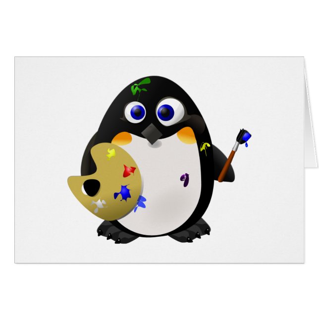 "Der Künstler" -- Niedlicher MalerPenguin (Vorderseite (Horizontal))