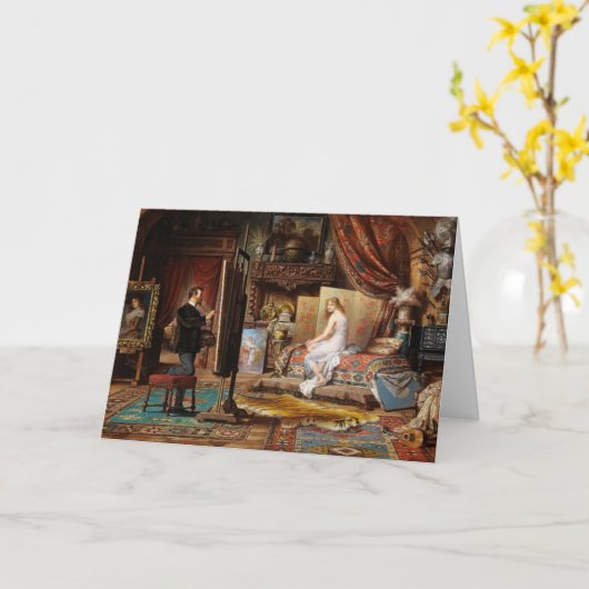 Der Künstler und sein Modell | Carl Schweninger, J Karte (Gelbe Blume)