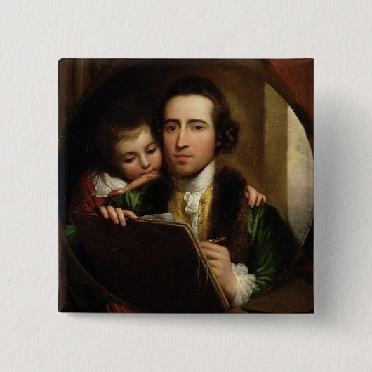 Der Künstler und sein Sohn RAPHAEL, c.1773 (Öl Button (Vorderseite)