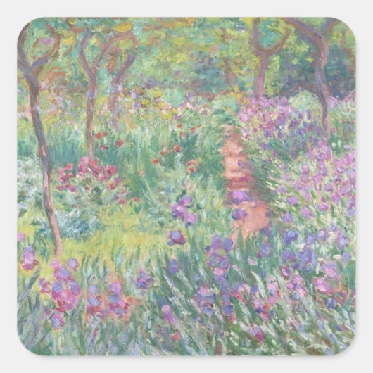 Der Künstlergarten in Giverny (1900) Claude Monet Quadratischer Aufkleber (Vorderseite)