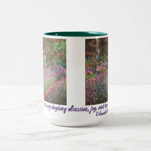 Der Künstlergarten in Giverny von Claude Monet Zweifarbige Tasse (Mittel)