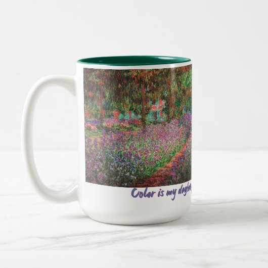 Der Künstlergarten in Giverny von Claude Monet Zweifarbige Tasse (Links)
