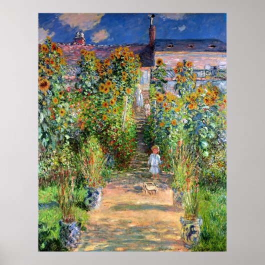 Der Künstlergarten in Vetheuil, Claude Monet Poster (Vorne)