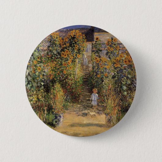 Der Künstlergarten in Vetheuil von Claude Monet Button (Vorderseite)