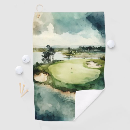 Der künstlerische Aquarellplatz Golfhandtuch (Insitu)