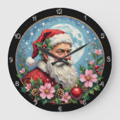 Der künstlerische Weihnachtsmann Vollmond Große Wanduhr (Vorderseite)