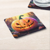 Der Kürbis, die Teller Rechteckiger Pappuntersetzer (angewinkelt)