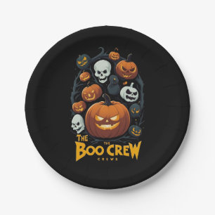 Der Kürbis und der Schädel der Boo-Crew Pappteller