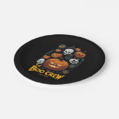 Der Kürbis und der Schädel der Boo-Crew Pappteller (Schrägansicht)