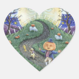 DER KÜRBISMANN, VOLKSKUNST HALLOWEEN-STICKER Herz Herz-Aufkleber