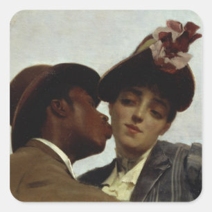 Der Kuss, 1887 Quadratischer Aufkleber