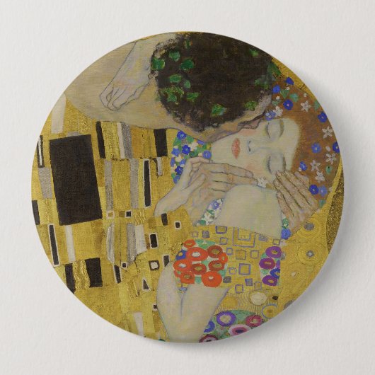 Der Kuss, Art Nouveau Ölgemälde, Gustav Klimt Button (Vorderseite)