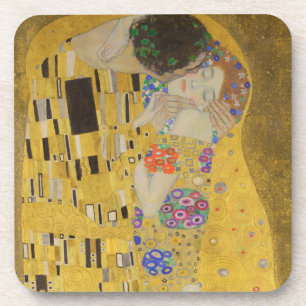Der Kuss, Art Nouveau Ölgemälde, Gustav Klimt Getränkeuntersetzer
