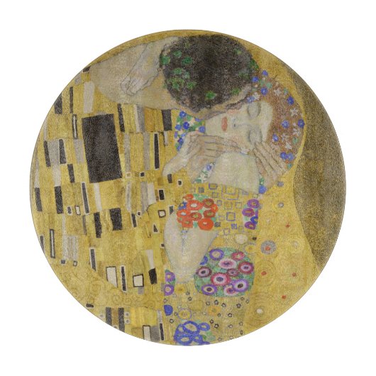 Der Kuss, Art Nouveau Ölgemälde, Gustav Klimt Schneidebrett (Vorderseite)