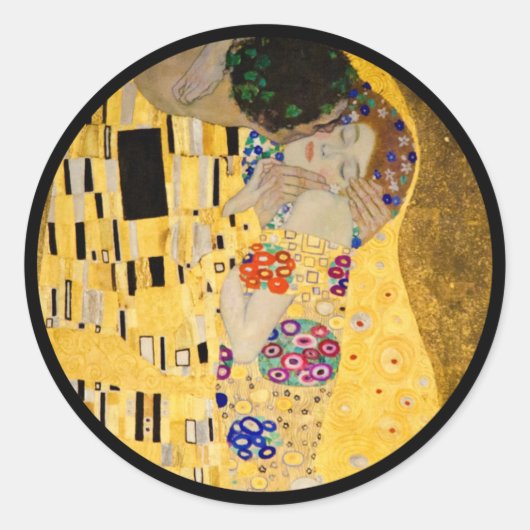 Der Kuss auf texturiertem Hintergrund Runder Aufkleber (Vorderseite)