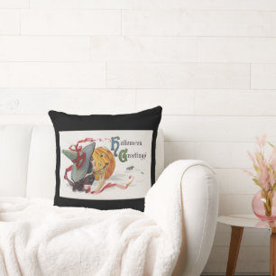 Der Kuss der Hexe: ein Kürbislaterne an Halloween Kissen