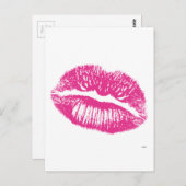 Der Kuss, die rosa Lippen Postkarte (Vorne/Hinten)